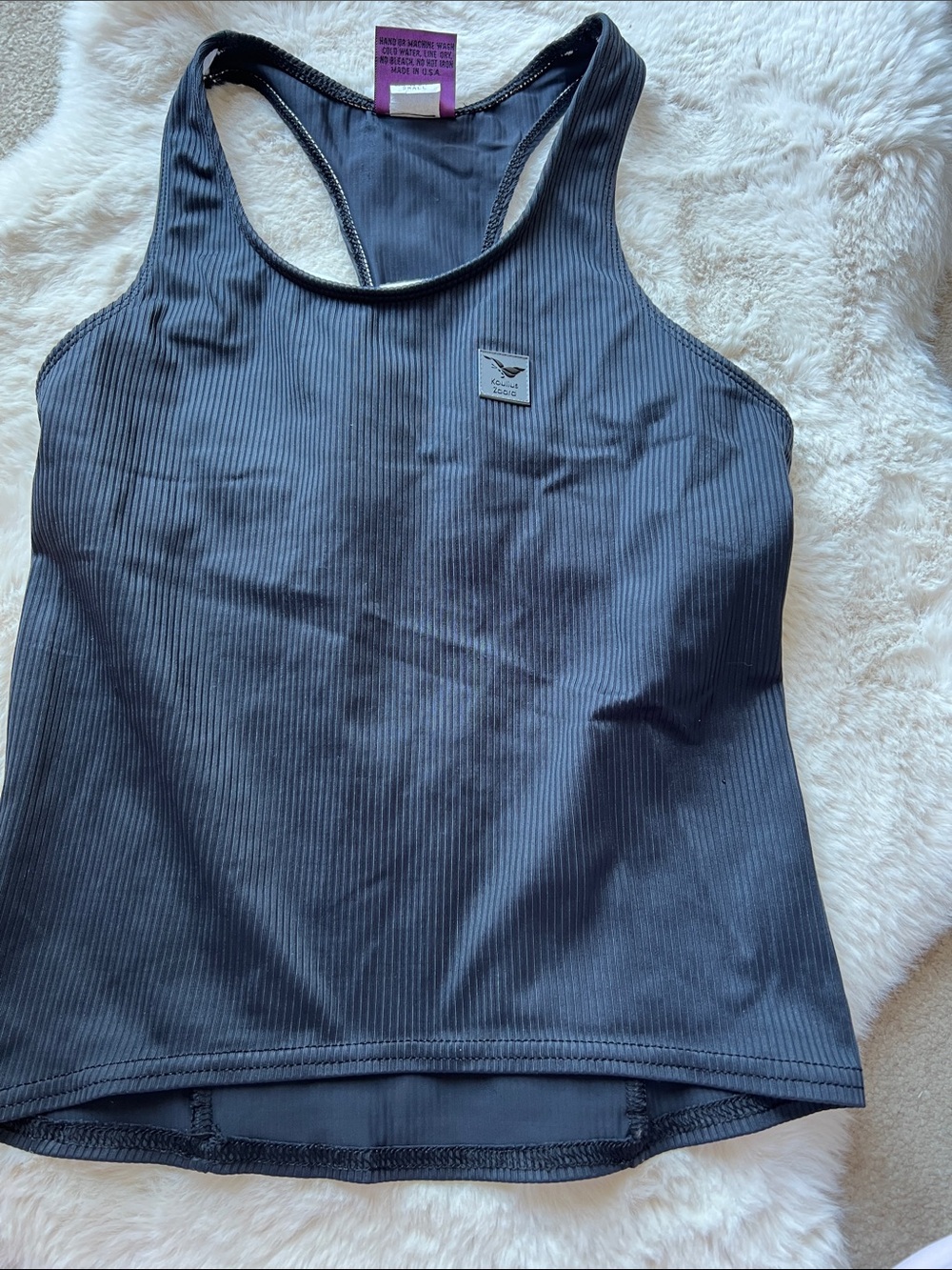 Black Ribbed Racerback Tank Top - Performance Fit - Picture 1 of 6
